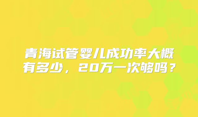 青海试管婴儿成功率大概有多少,20万一次够吗?