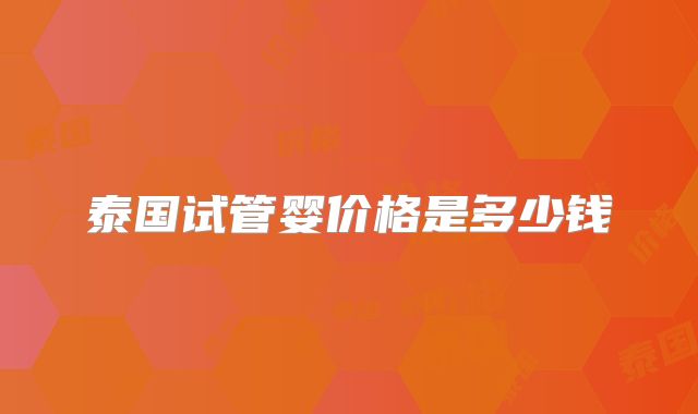 泰国试管婴价格是多少钱