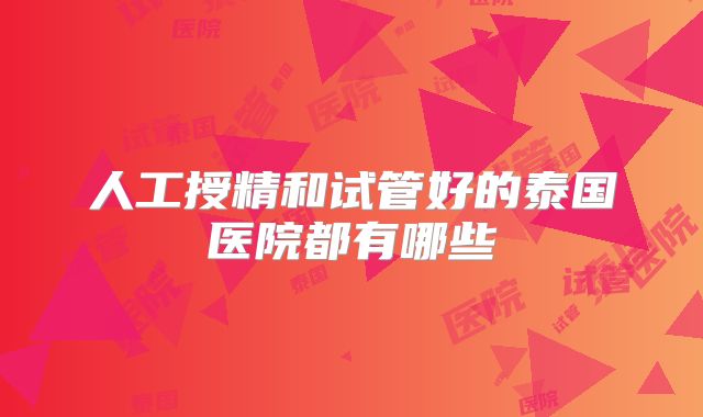 人工授精和试管好的泰国医院都有哪些