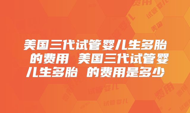 美国三代试管婴儿生多胎 的费用 美国三代试管婴儿生多胎 的费用是多少