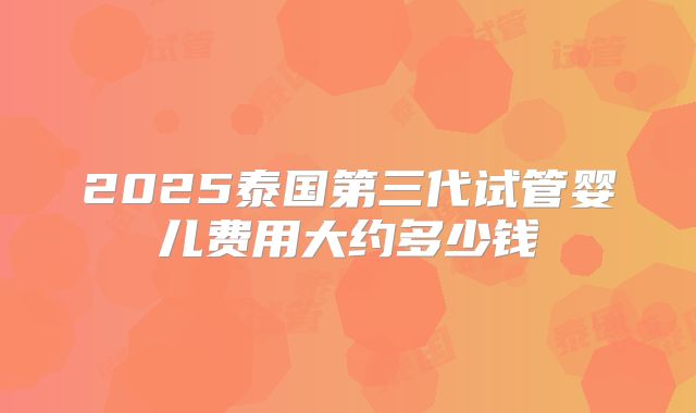 2025泰国第三代试管婴儿费用大约多少钱