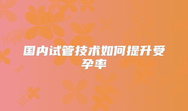 国内试管技术如何提升受孕率