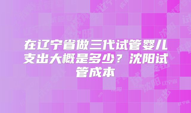 在辽宁省做三代试管婴儿支出大概是多少？沈阳试管成本