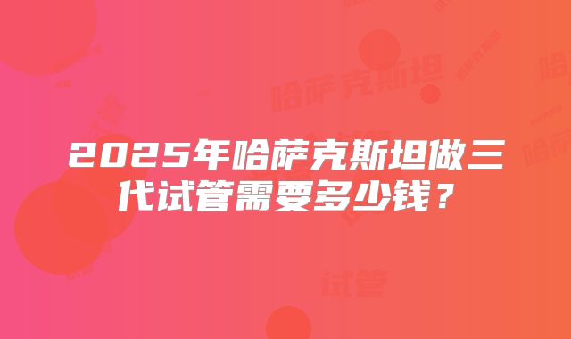 2025年哈萨克斯坦做三代试管需要多少钱？