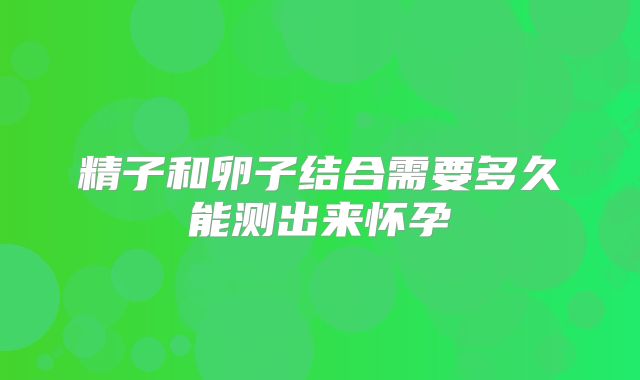 精子和卵子结合需要多久能测出来怀孕