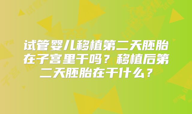 试管婴儿移植第二天胚胎在子宫里干吗？移植后第二天胚胎在干什么？