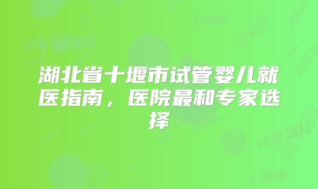 湖北省十堰市试管婴儿就医指南，医院最和专家选择