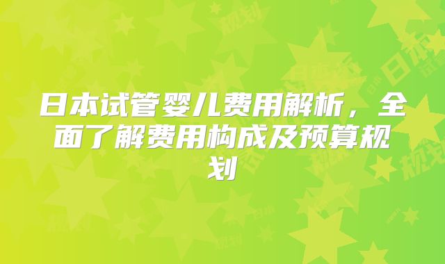 日本试管婴儿费用解析,全面了解费用构成及预算规划