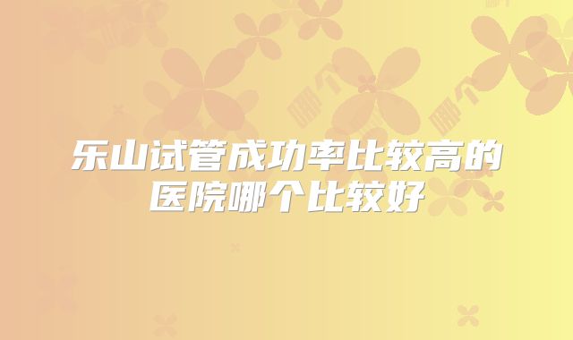 乐山试管成功率比较高的医院哪个比较好