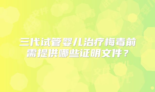 三代试管婴儿治疗梅毒前需提供哪些证明文件?