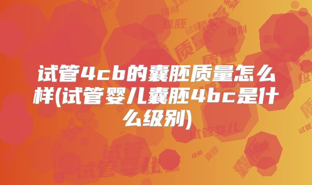 试管4cb的囊胚质量怎么样(试管婴儿囊胚4bc是什么级别)