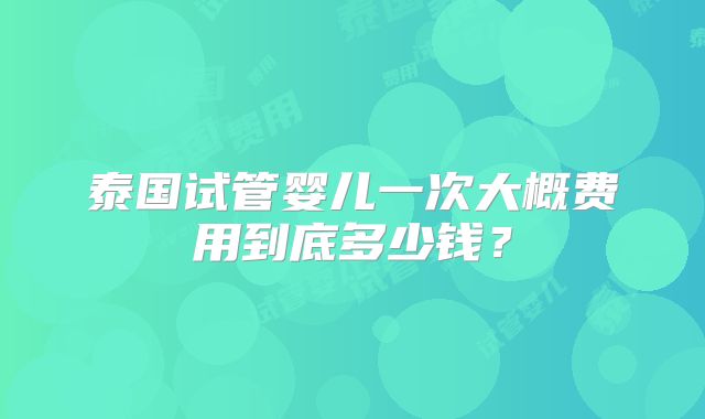 泰国试管婴儿一次大概费用到底多少钱?