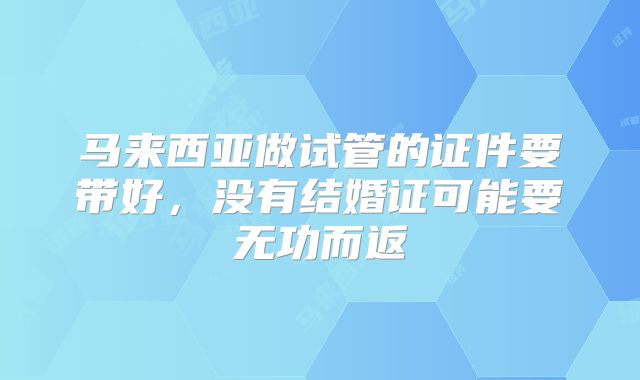 马来西亚做试管的证件要带好,没有结婚证可能要无功而返