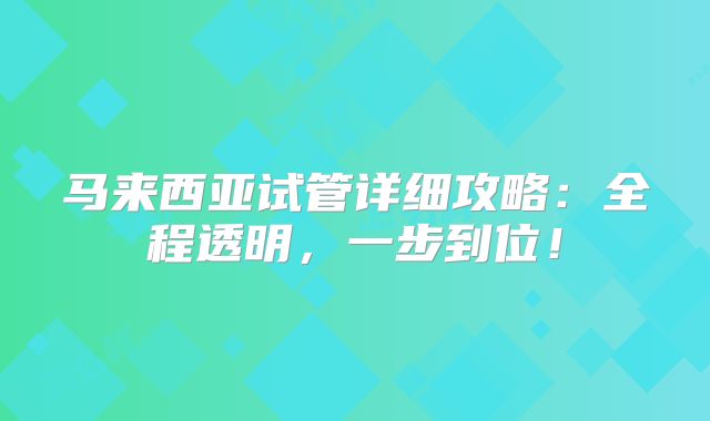 马来西亚试管详细攻略：全程透明，一步到位！