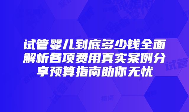 试管婴儿到底多少钱全面解析各项费用真实案例分享预算指南助你无忧
