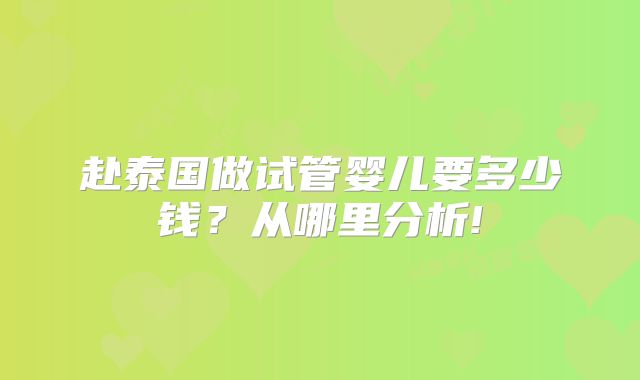 赴泰国做试管婴儿要多少钱？从哪里分析!
