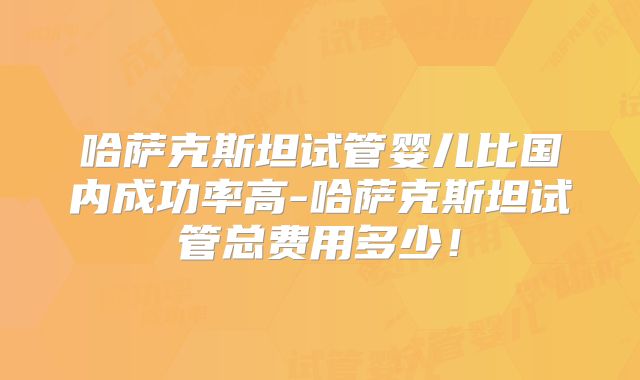 哈萨克斯坦试管婴儿比国内成功率高-哈萨克斯坦试管总费用多少！