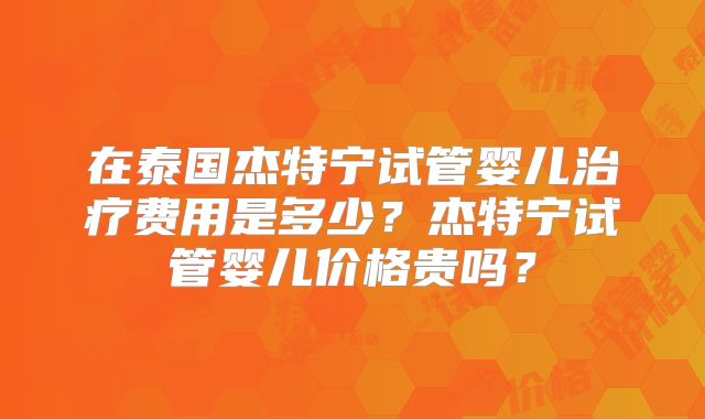 在泰国杰特宁试管婴儿治疗费用是多少？杰特宁试管婴儿价格贵吗？