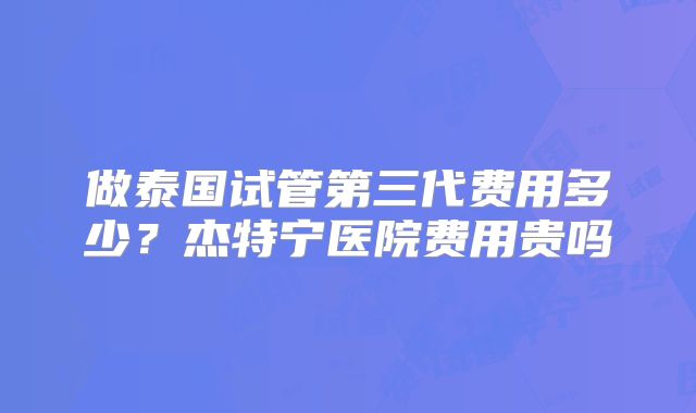 做泰国试管第三代费用多少?杰特宁医院费用贵吗