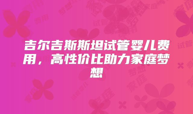吉尔吉斯斯坦试管婴儿费用，高性价比助力家庭梦想