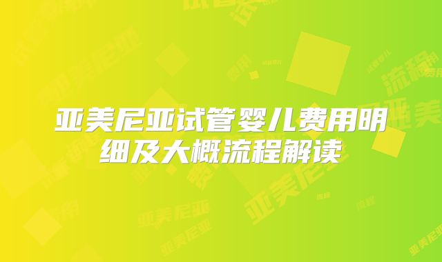亚美尼亚试管婴儿费用明细及大概流程解读