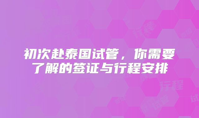 初次赴泰国试管,你需要了解的签证与行程安排