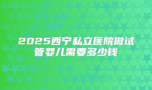 2025西宁私立医院做试管婴儿需要多少钱