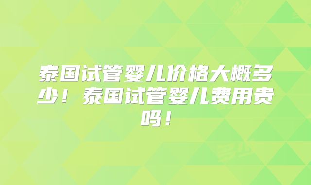 泰国试管婴儿价格大概多少！泰国试管婴儿费用贵吗！