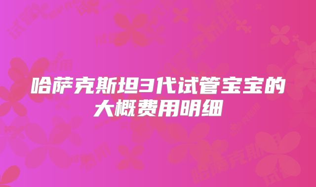 哈萨克斯坦3代试管宝宝的大概费用明细