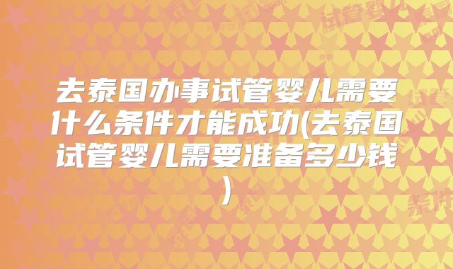 去泰国办事试管婴儿需要什么条件才能成功(去泰国试管婴儿需要准备多少钱)