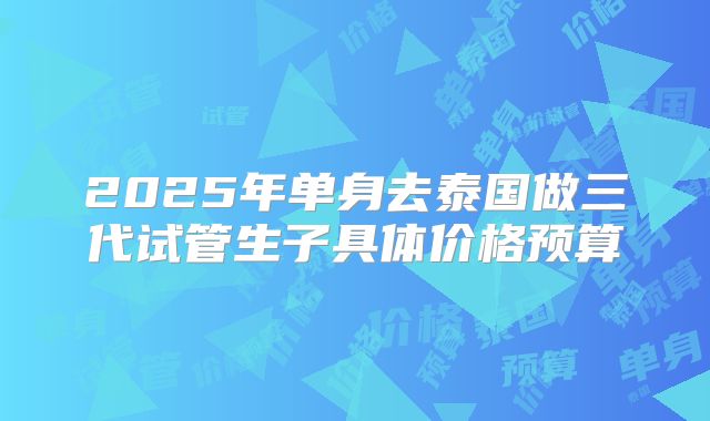 2025年单身去泰国做三代试管生子具体价格预算
