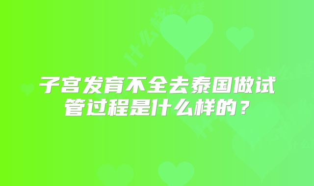 子宫发育不全去泰国做试管过程是什么样的？