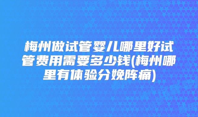 梅州做试管婴儿哪里好试管费用需要多少钱(梅州哪里有体验分娩阵痛)