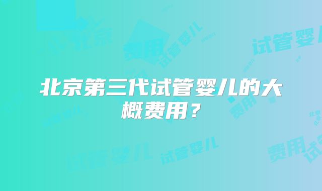 北京第三代试管婴儿的大概费用？