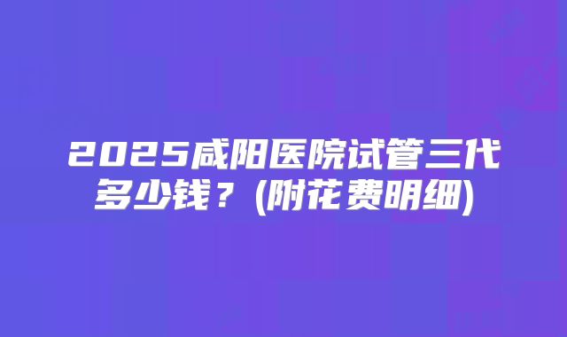 2025咸阳医院试管三代多少钱？(附花费明细)