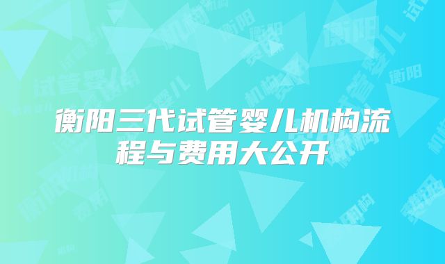 衡阳三代试管婴儿机构流程与费用大公开