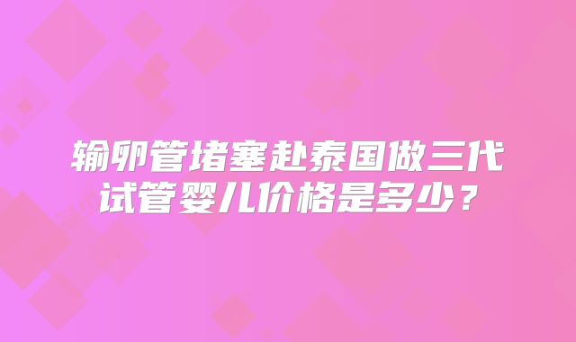 输卵管堵塞赴泰国做三代试管婴儿价格是多少？