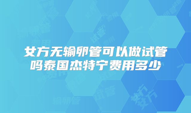 女方无输卵管可以做试管吗泰国杰特宁费用多少