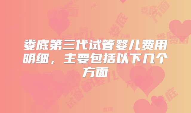 娄底第三代试管婴儿费用明细，主要包括以下几个方面