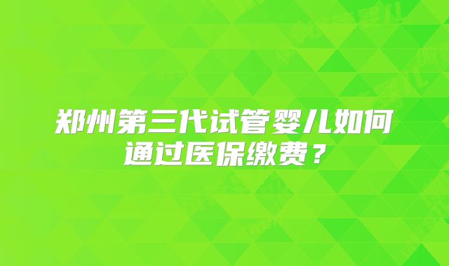 郑州第三代试管婴儿如何通过医保缴费？