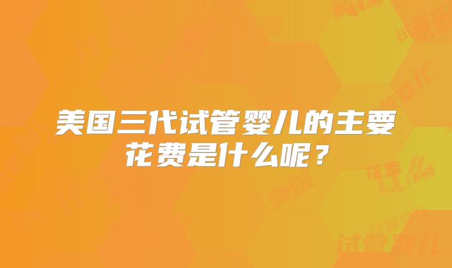 美国三代试管婴儿的主要花费是什么呢？