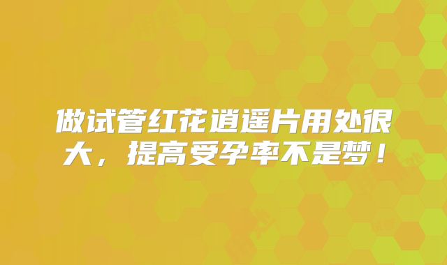 做试管红花逍遥片用处很大，提高受孕率不是梦！