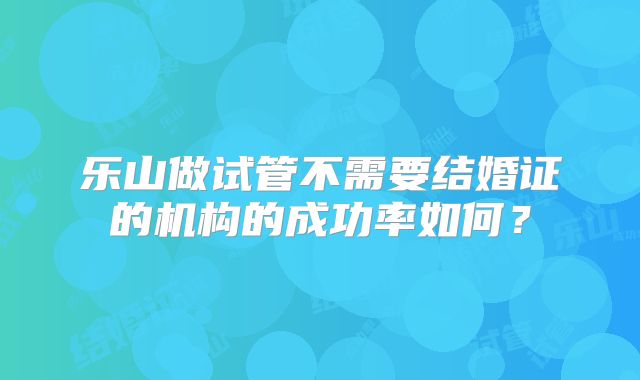 乐山做试管不需要结婚证的机构的成功率如何?