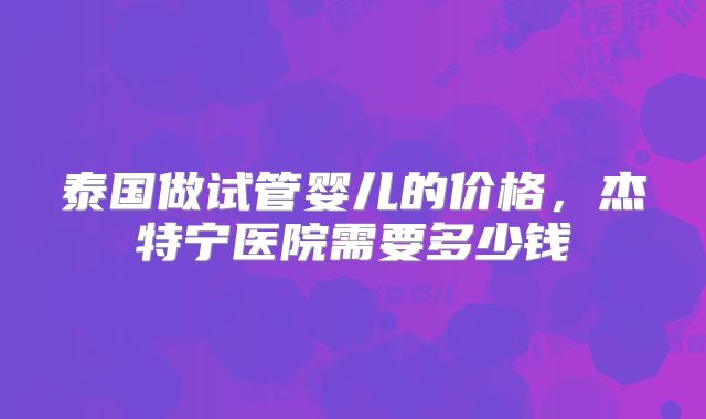 泰国做试管婴儿的价格,杰特宁医院需要多少钱