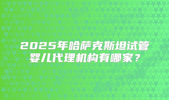 2025年哈萨克斯坦试管婴儿代理机构有哪家?