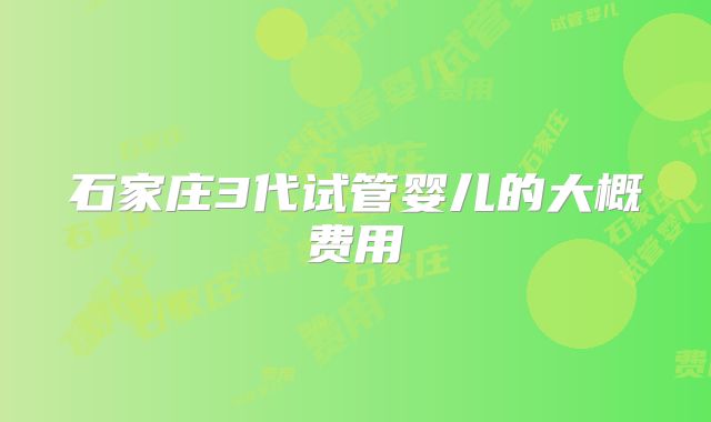 石家庄3代试管婴儿的大概费用