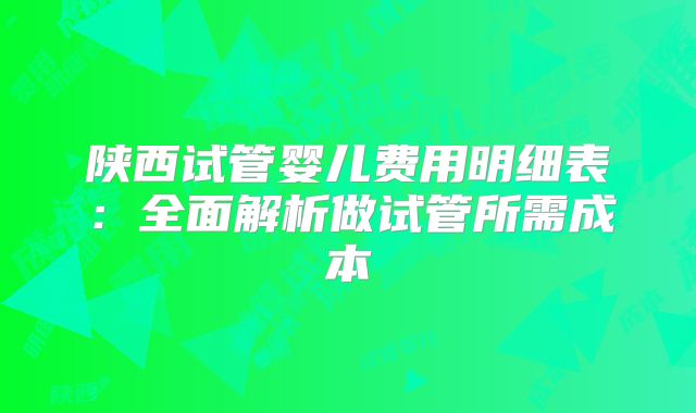 陕西试管婴儿费用明细表:全面解析做试管所需成本