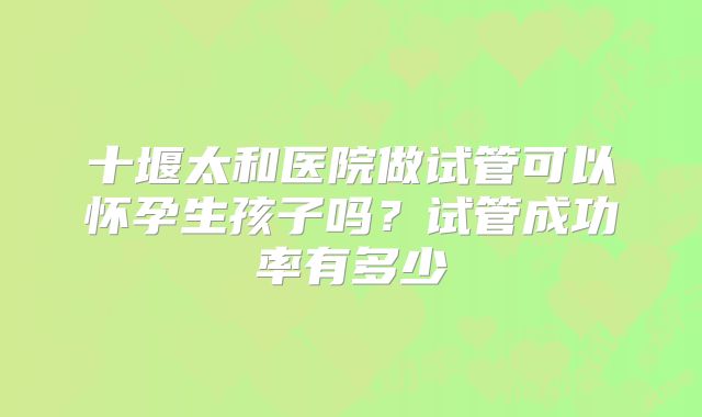 十堰太和医院做试管可以怀孕生孩子吗？试管成功率有多少