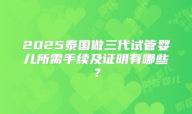2025泰国做三代试管婴儿所需手续及证明有哪些？