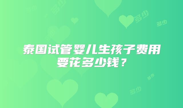 泰国试管婴儿生孩子费用要花多少钱?